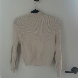 Zara Beige Ribbed Turtleneck Sweater
